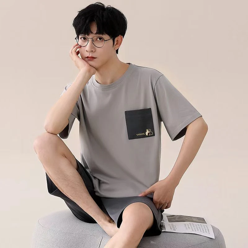 2025夏季新款爽棉男士短袖短裤休闲家居服睡衣