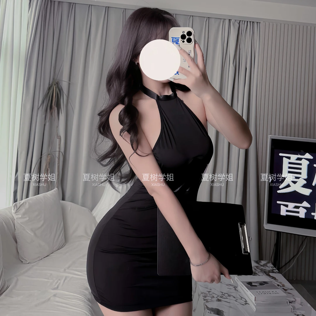 「夏树学姐」夜间提案洋气网红性感包臀慵懒挂脖酷飒风女装高级感