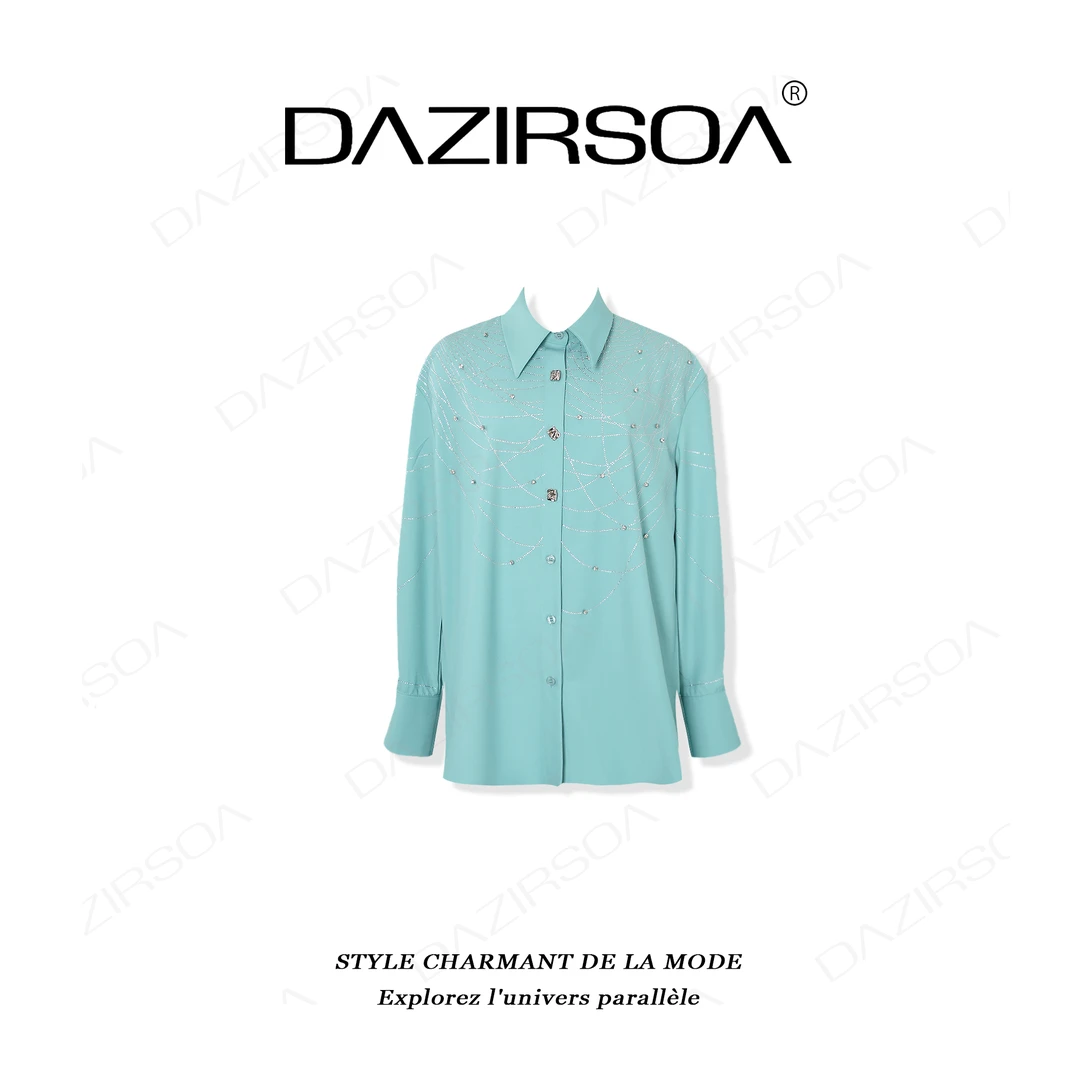 DAZIRSOA/达姿“摩登实录”时尚百搭拼接项链烫钻洋气衬衫 W879