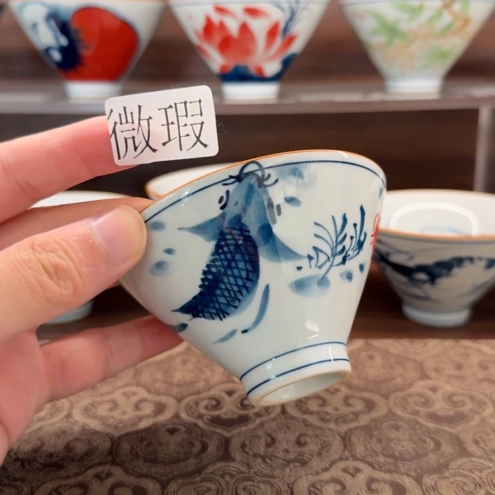 釉下手绘茶具微瑕