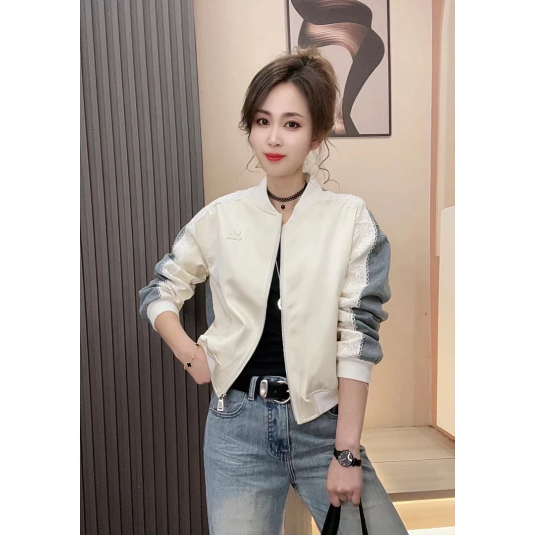 个性韩版拼接牛仔外套长袖2025春款时尚休闲潮女