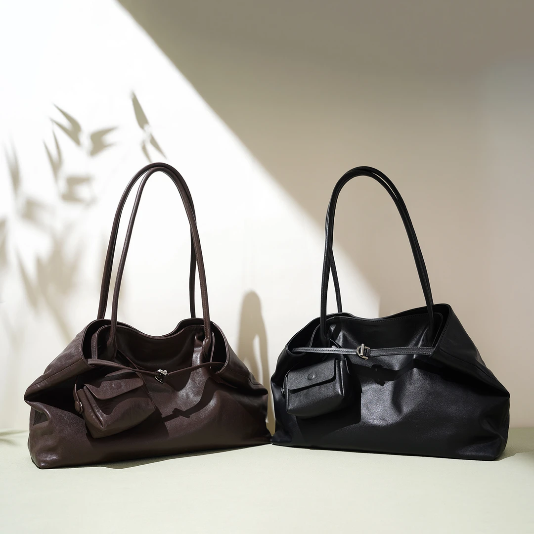 2025新款潮时尚单肩女士包包小众设计真皮大容量通勤包休闲托特包