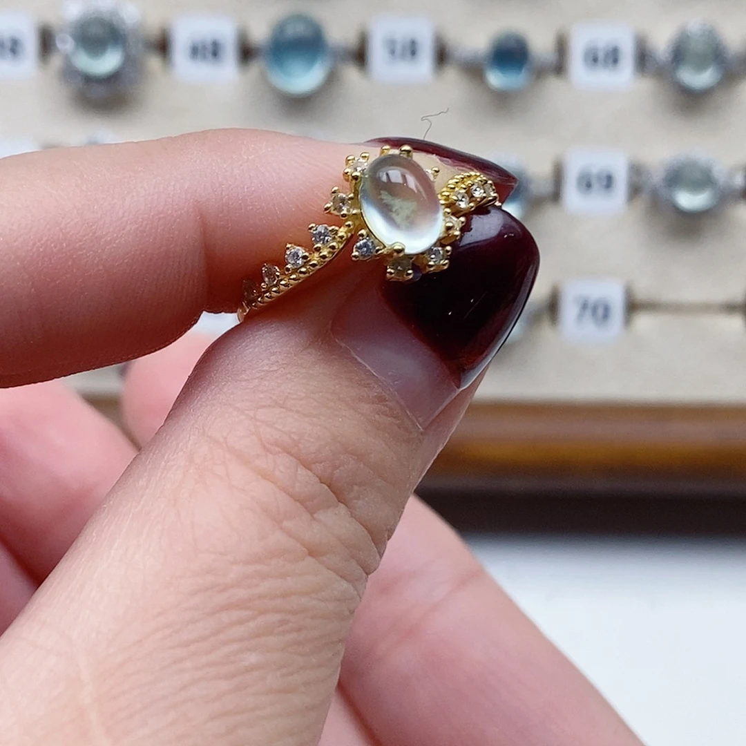 蛇纹石玉银S925镶嵌戒指