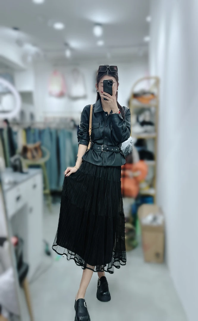 炫彩阁5466【松紧腰3节网纱半身裙】