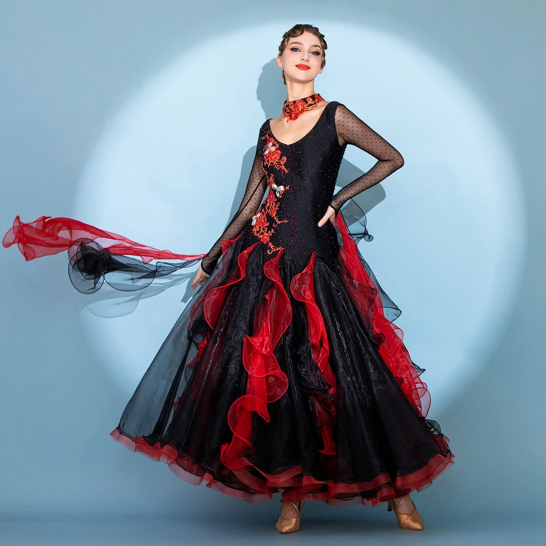 以琳飞儿 新款摩登舞豪华镶钻演出服 国标舞服 表演服 比赛服-281