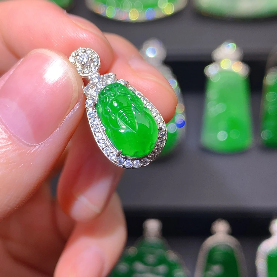 【闪购商品】翡翠银S925镶嵌吊坠(不含链)
