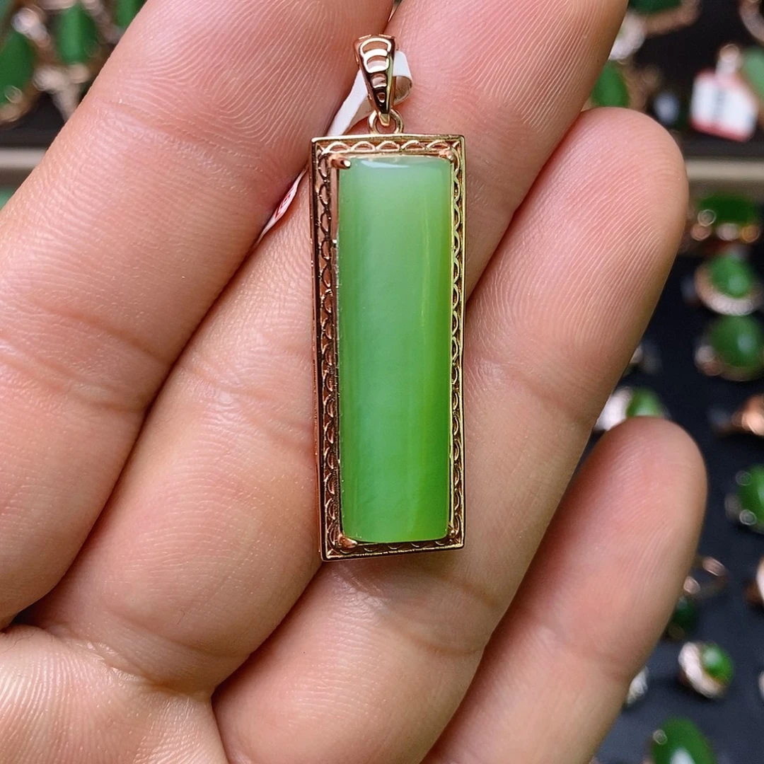 和田玉（碧玉）吊坠银S925镶嵌