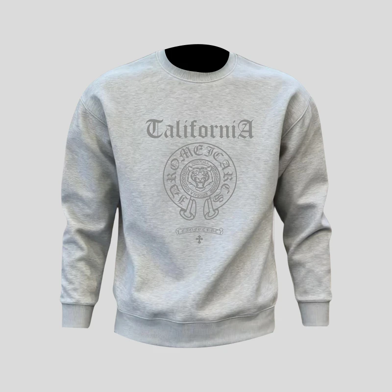 ohmmayby轻奢复古潮牌男士圆领卫衣秋冬款时尚痞帅休闲长袖打底衫