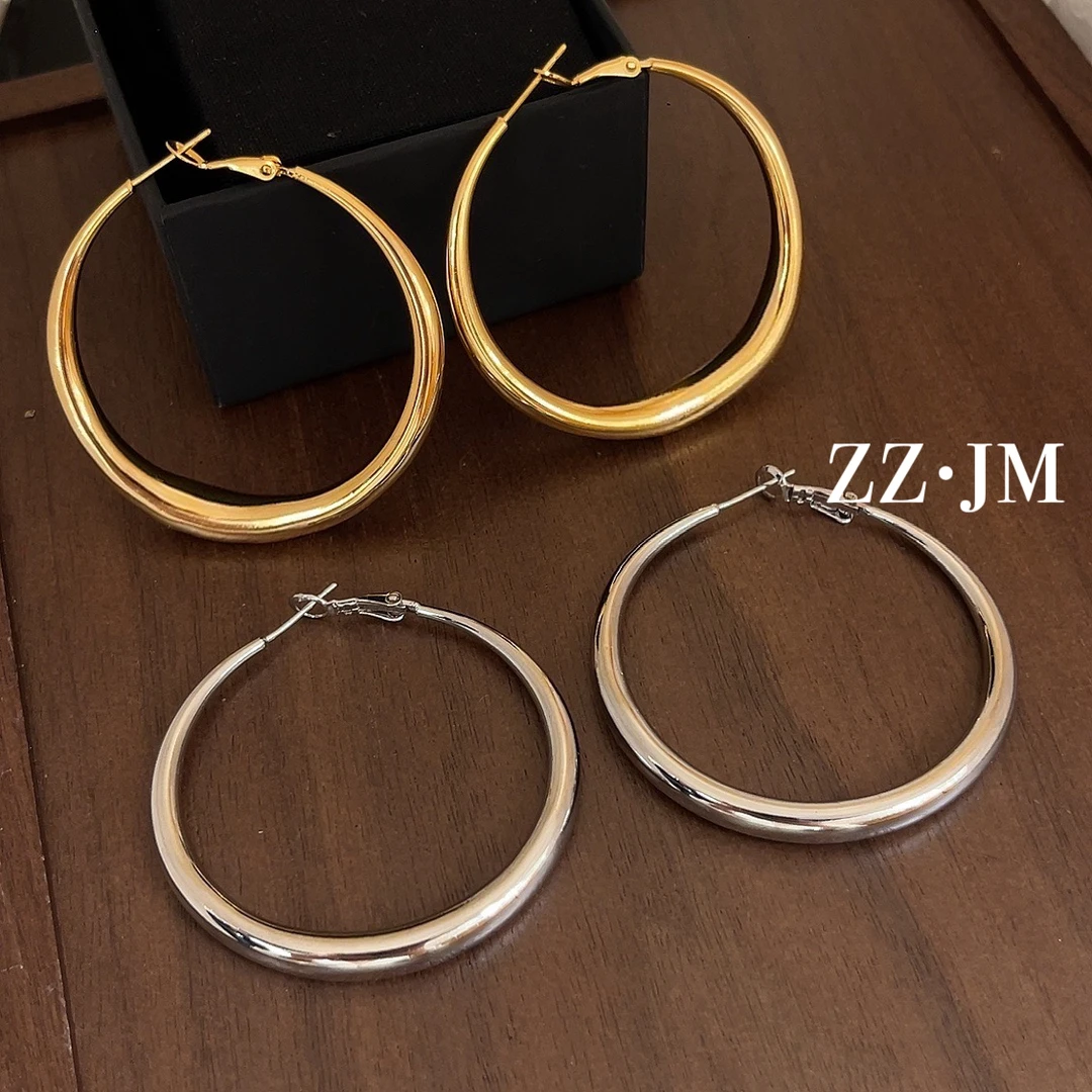 铜合金耳饰 （水滴素圈耳环）时尚大耳圈素款光面复古