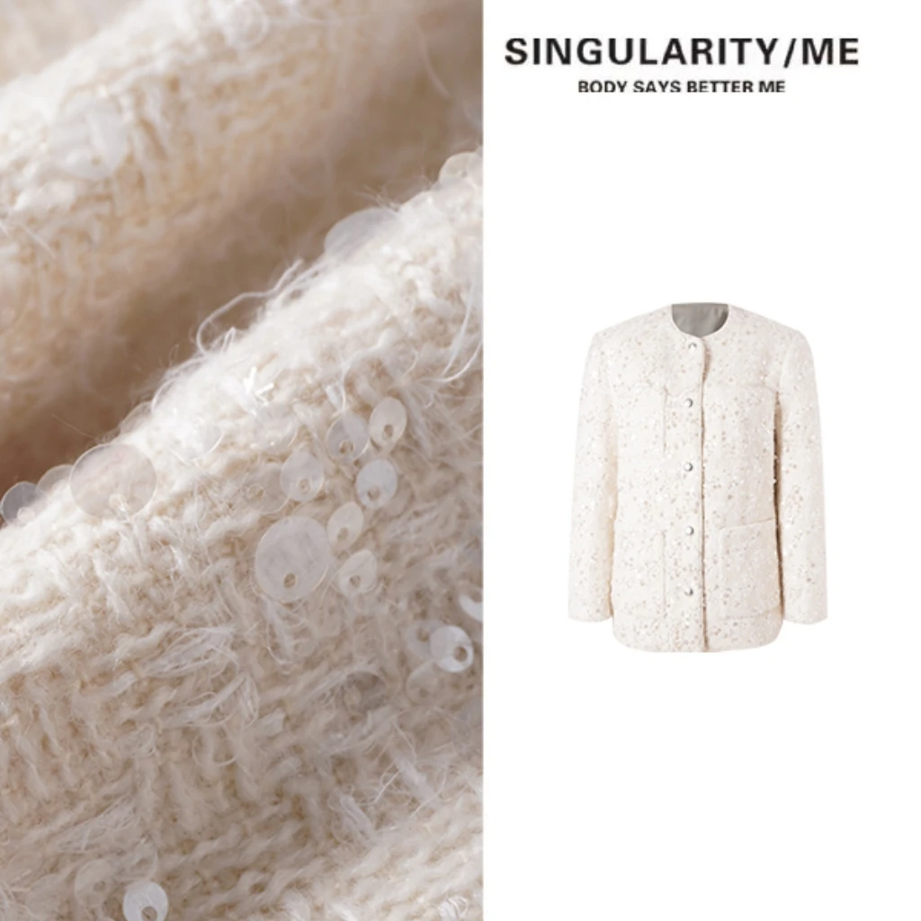 Singularity Me 12S 61720 【竹影婆裟】小香风圆领亮片肌理感外套