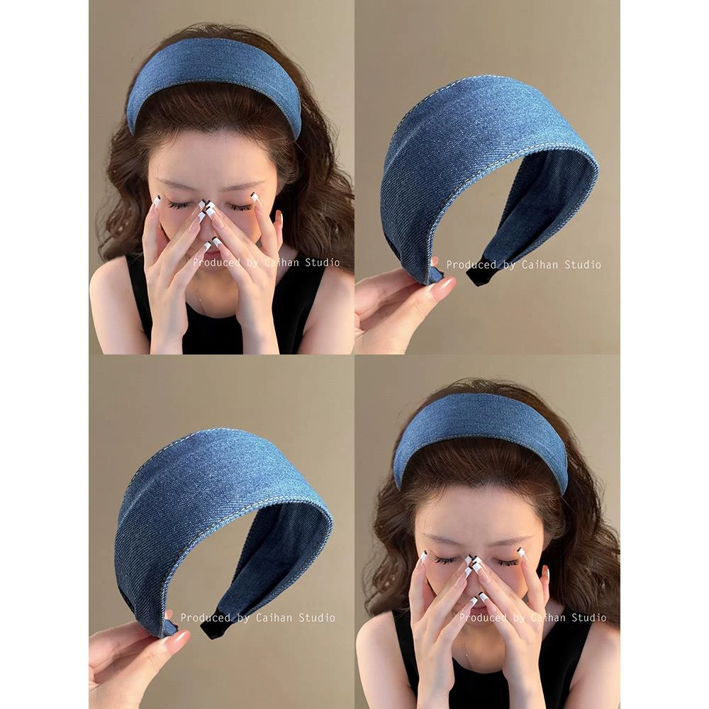 曼城牛仔~时髦高级感宽边发箍女2025新款覆古港风压发头箍2025款