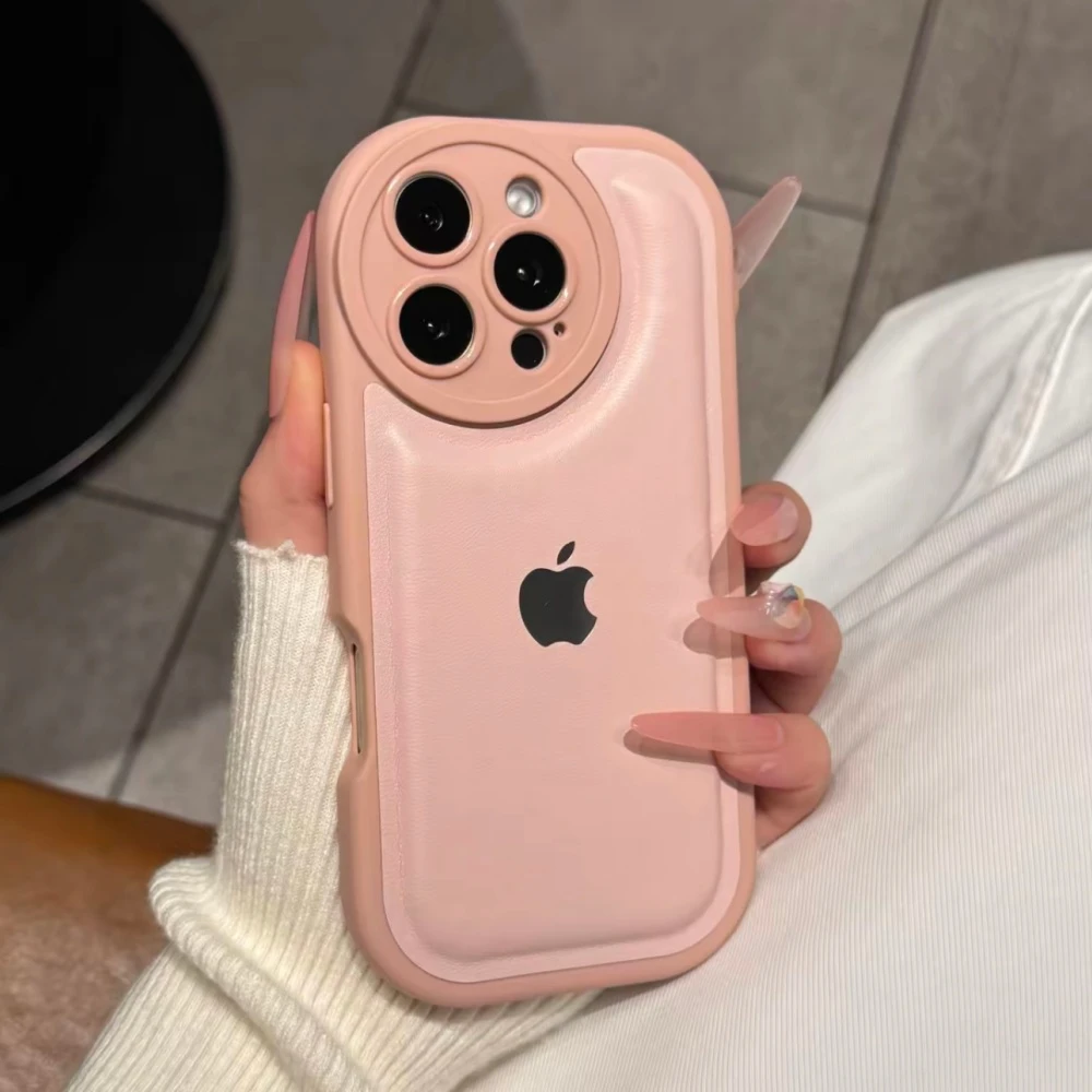 小众气垫皮质适用iPhone16promax手机壳苹果17防摔15网红13高级14