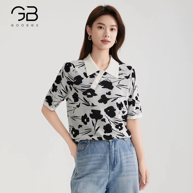 【谷邦L+】谷邦GOOBGS 碎花短袖针织衫 G3272314