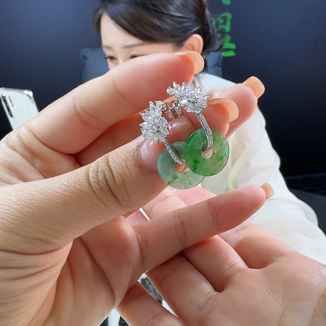 翡翠耳饰18K金镶嵌18k镶嵌