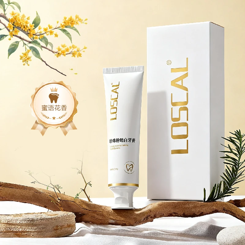 LOSCAL珍珠粉皓白牙膏蜜语花香120g