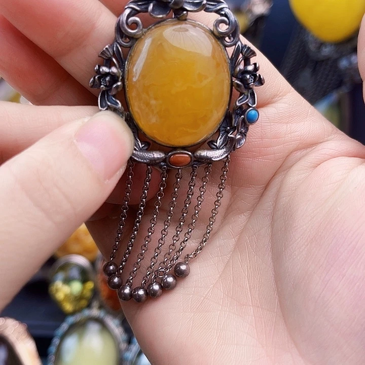 琥珀银S925镶嵌裸石