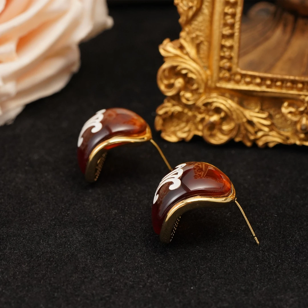 铜合金耳饰 【3636】LeLe 耳钉 凯旋门气质设计师简约时尚法式