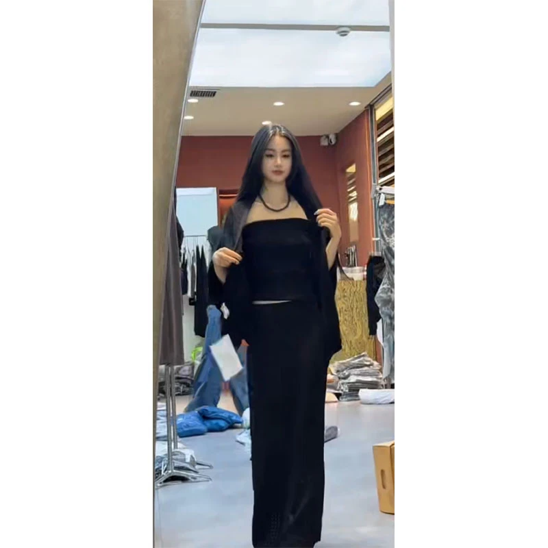 秋季新款2025小众显瘦内搭薄款开衫上衣两件套气质时尚收腰半身裙