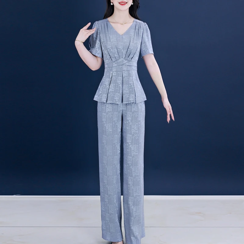 【两件套】20536夏季优雅气质时尚大气休闲收腰显瘦套裤-XZY