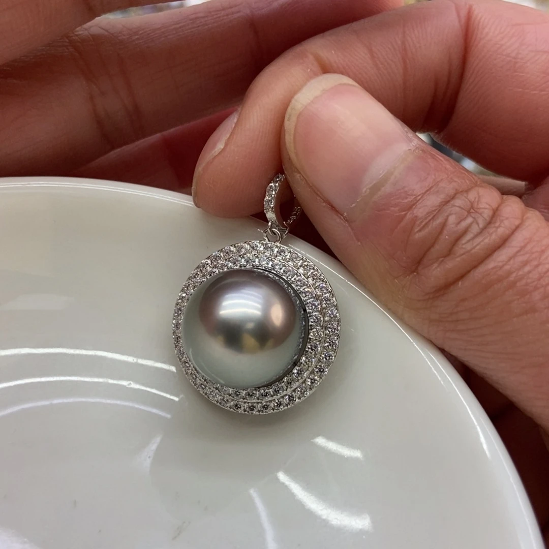 海水珍珠吊坠(不含链)银S925镶嵌