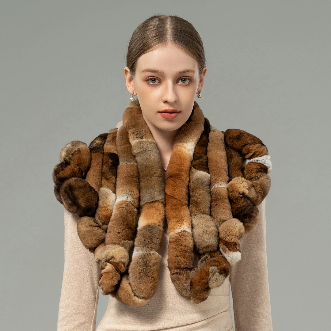 韩国獭兔毛披肩秋冬女青紫蓝真毛斗篷皮草围巾披风坎肩毛毛围脖新