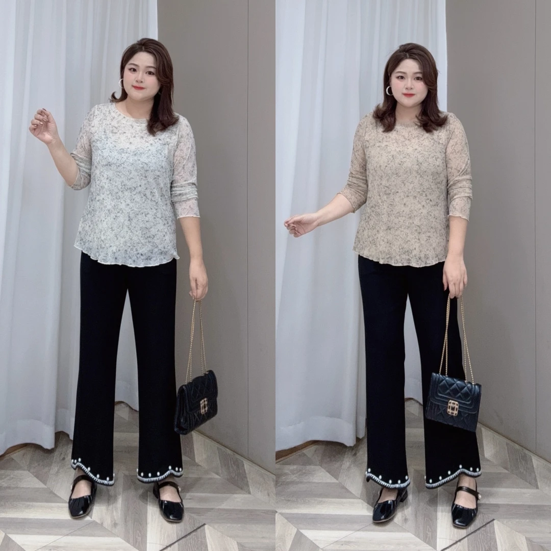 PWD33211【现货仅上衣】早秋有加内衬不透宽松气质大码女装【衣长65】