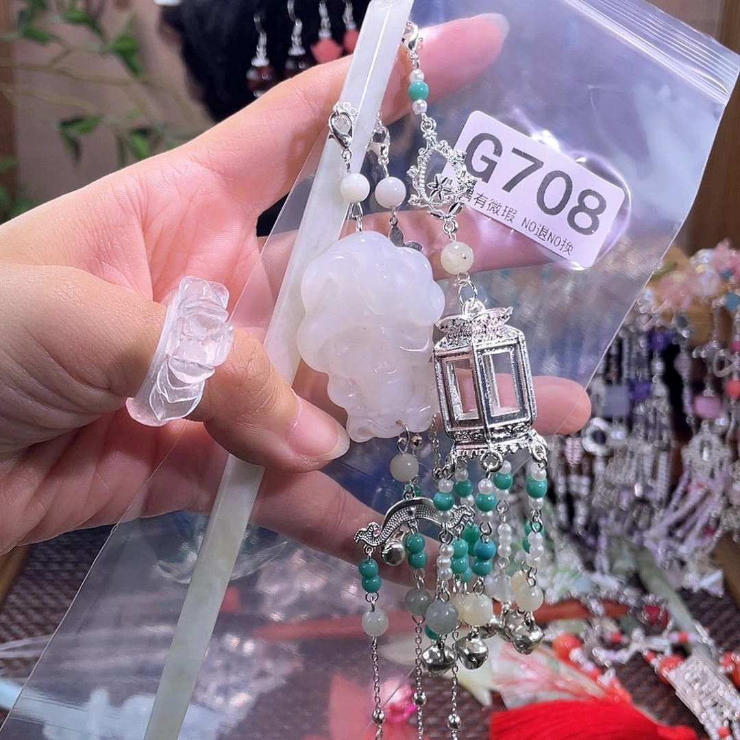鼎***营蛇纹石玉合金发饰