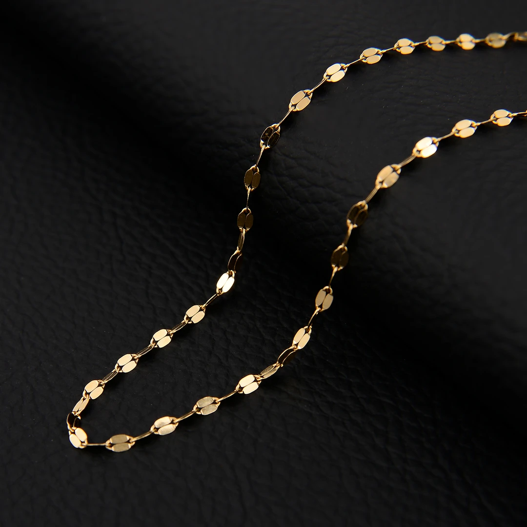 18k金波光粼粼百搭嘴唇鏈 45CM