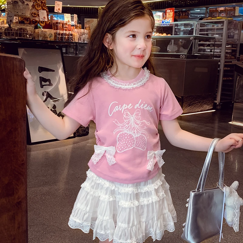 女童短袖T恤夏装2025新款韩版儿童休闲百搭圆领上衣小女孩打底衫