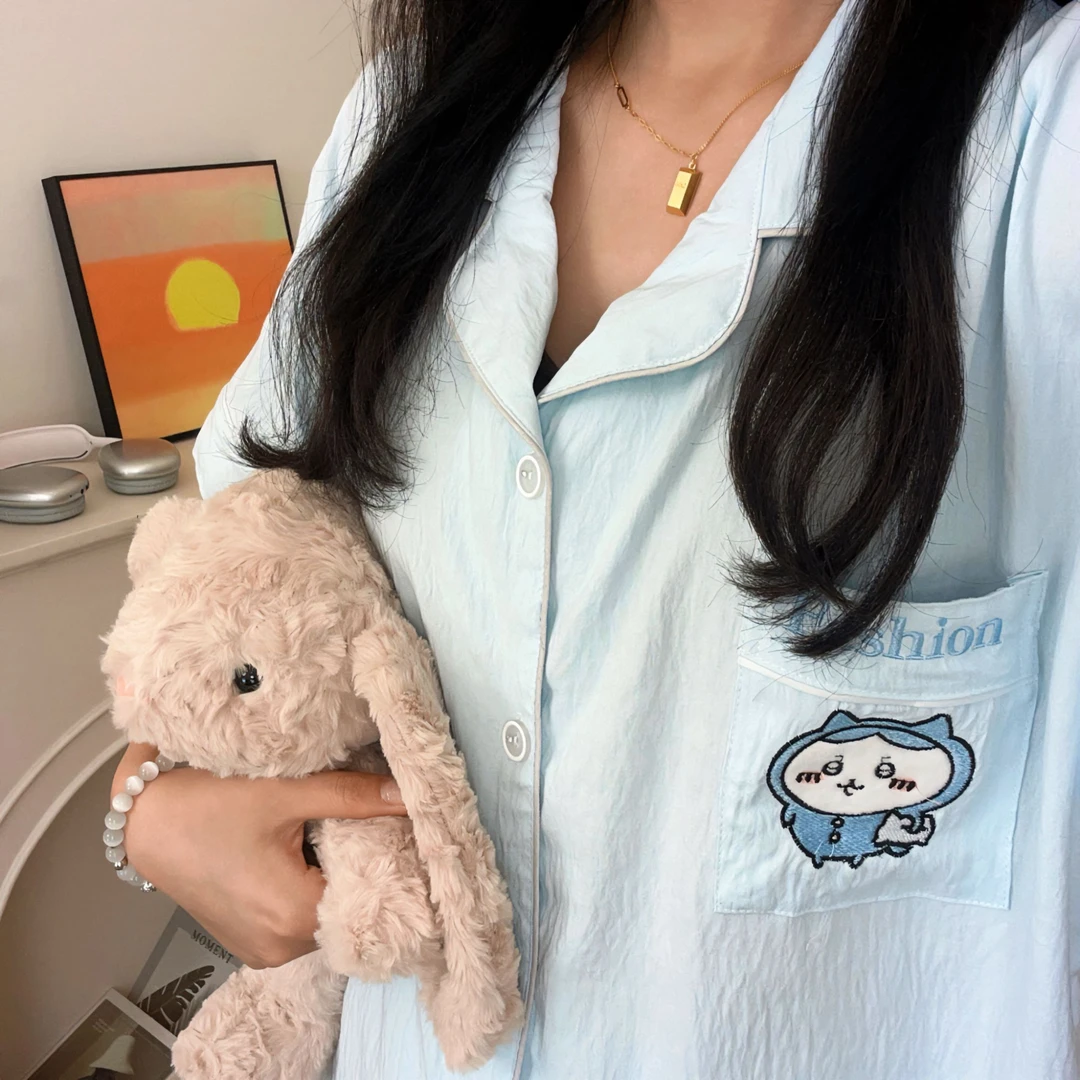 『小八』短袖三件套睡衣ins夏季网红少女夏天高级感家居服套装