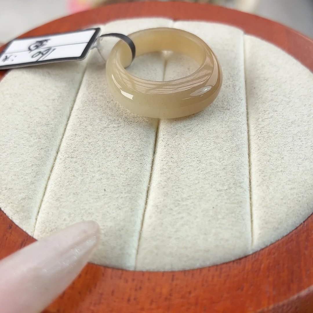 和田玉未镶嵌戒指r76咖糖渐变馒头17.7