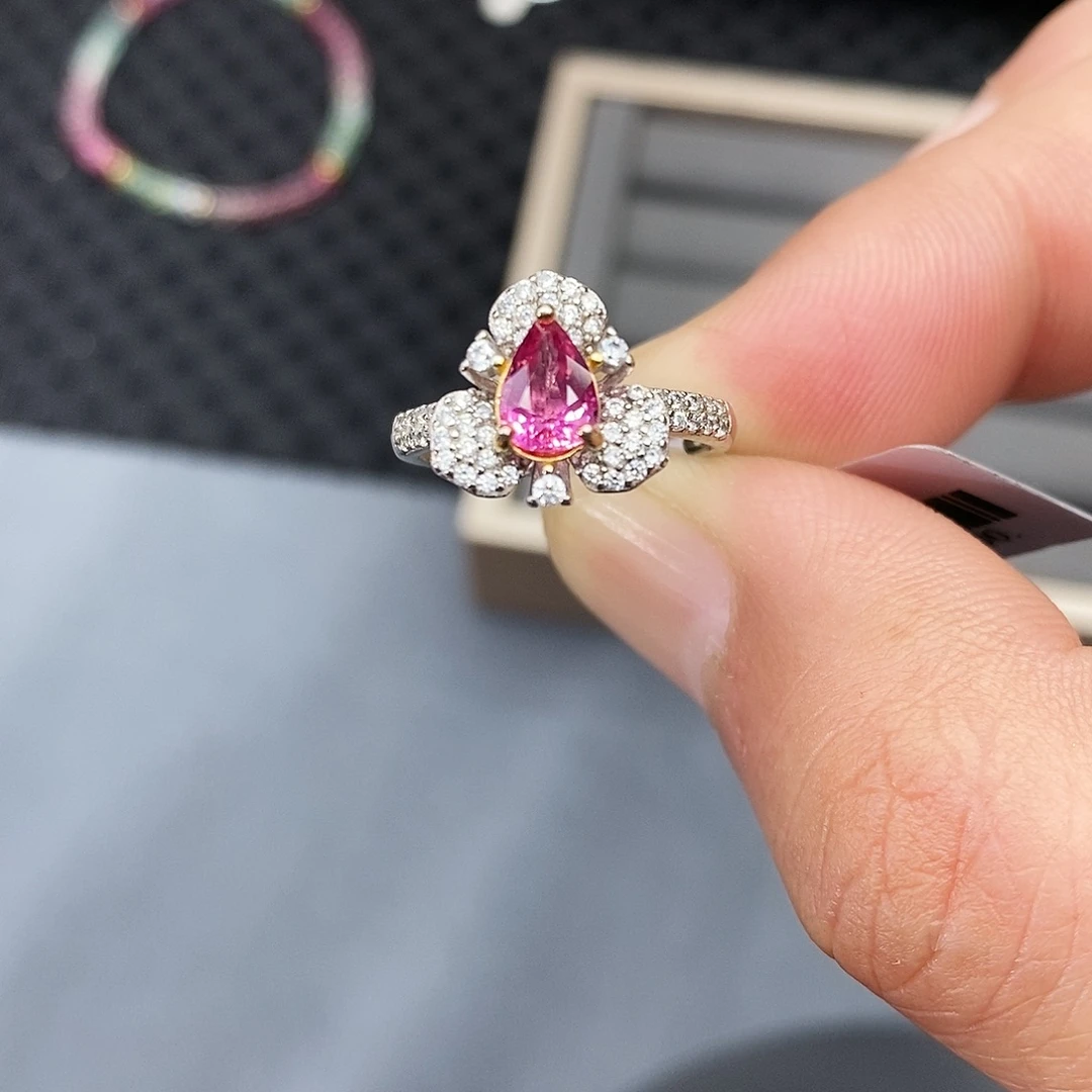 碧玺戒指银S925镶嵌