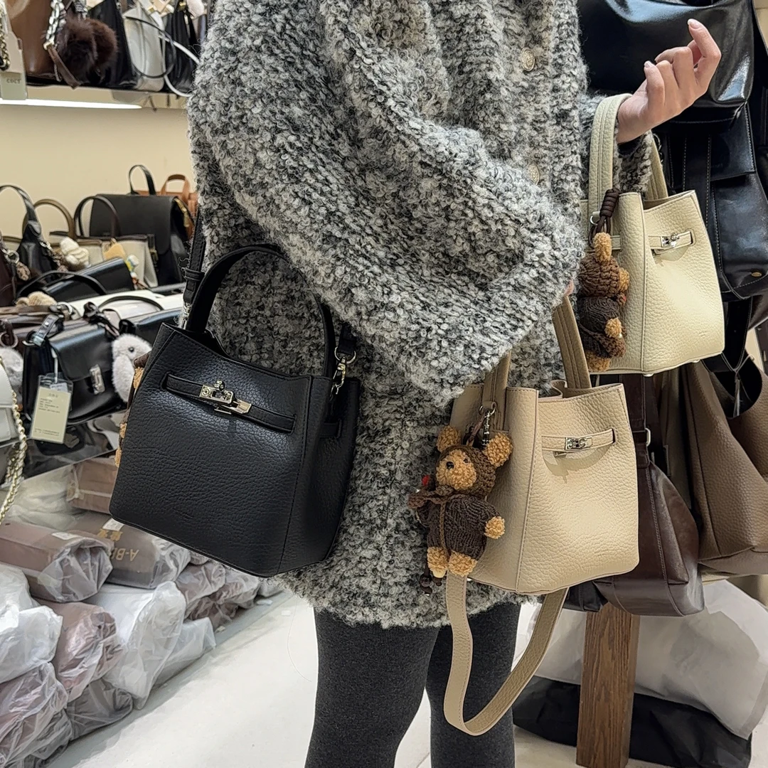 【偲偲家专属2】轻奢百搭气质款菜篮子水桶真皮包包单肩斜挎时尚