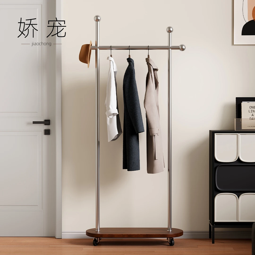 挂衣架可移动中古风衣帽架简易卧室落地客厅晾衣架家用衣服置物架