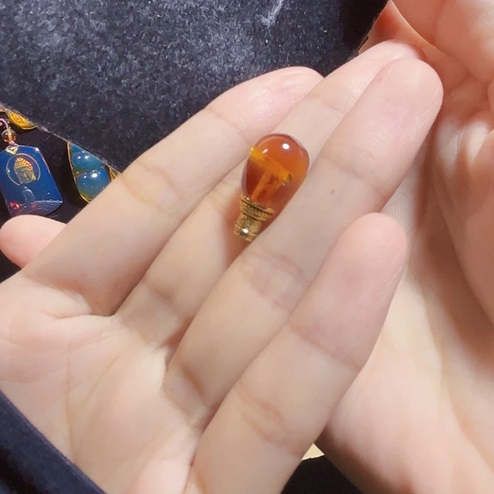 未镶嵌蓝珀珠宝奇石墨西哥红蓝三通