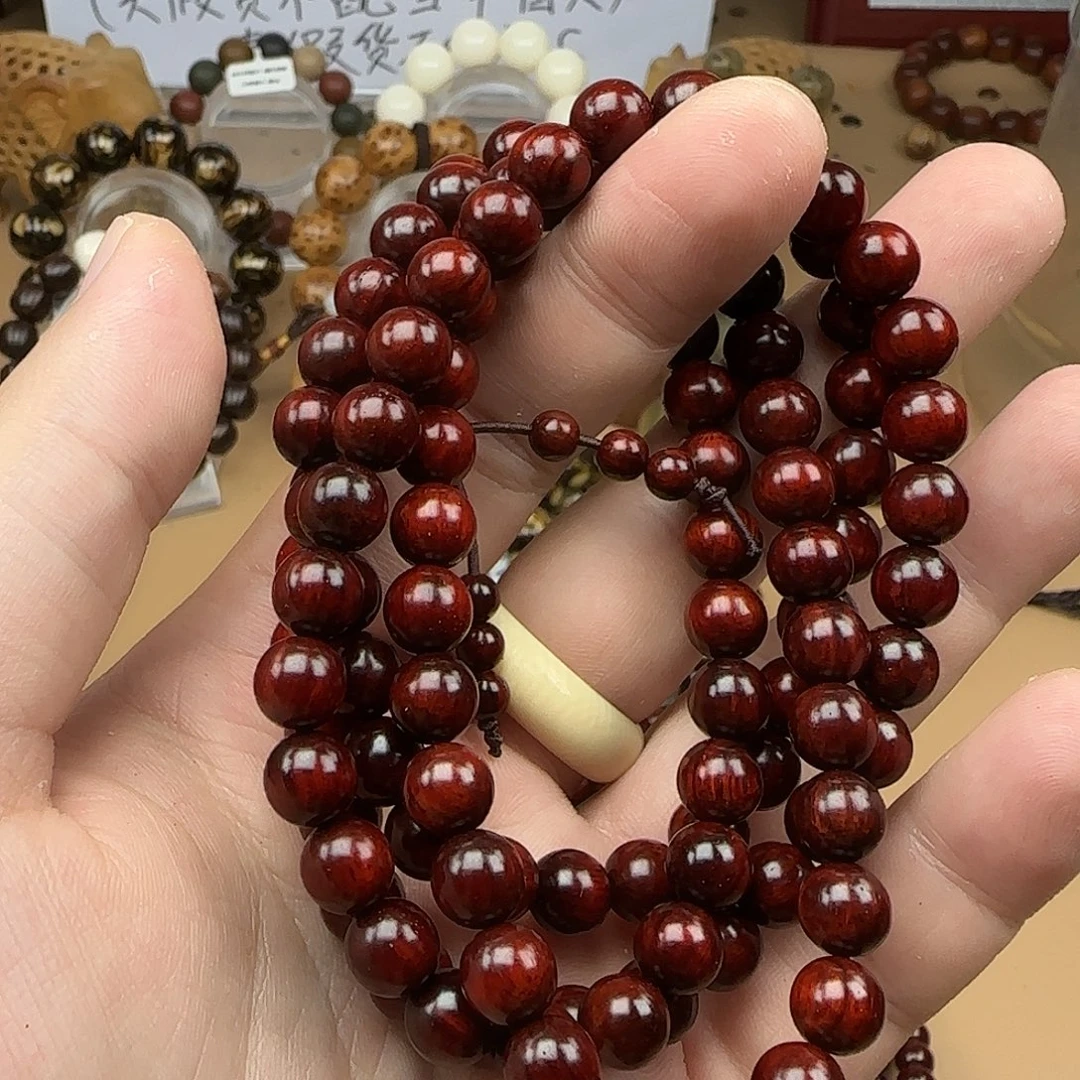 檀香紫檀（小叶紫檀）手串/手链0.8多圈鸡血红泥料