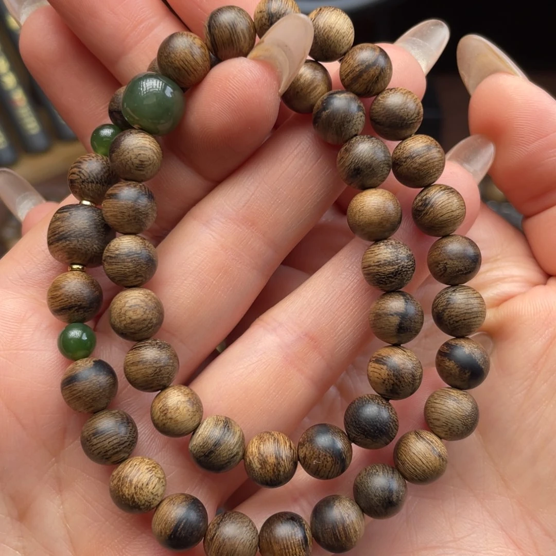 沉香手串芽庄白棋楠瘤疤0.8双圈