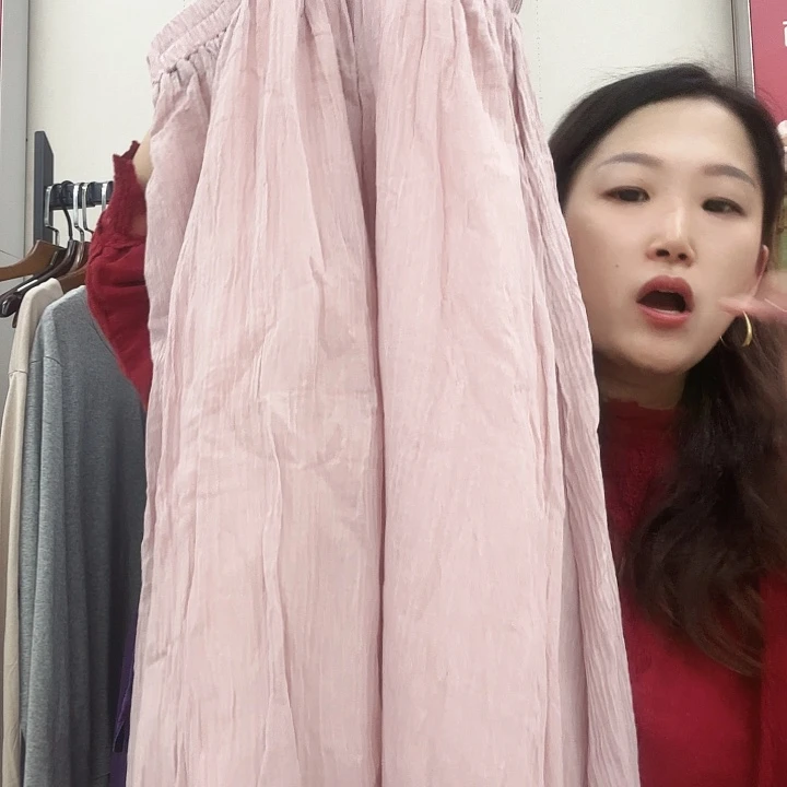 粉色苎麻半身裙瑕疵不退换