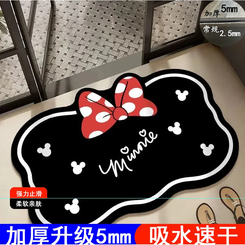可爱蝴蝶结浴室地垫硅藻泥吸水速干卫生间门口防滑垫异形小地毯