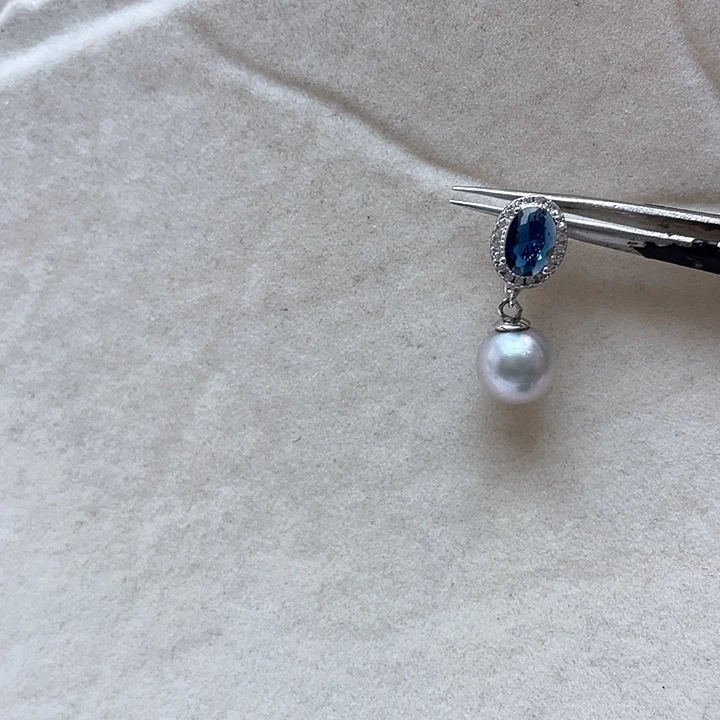 银S925镶嵌海水珍珠吊坠(不含链)