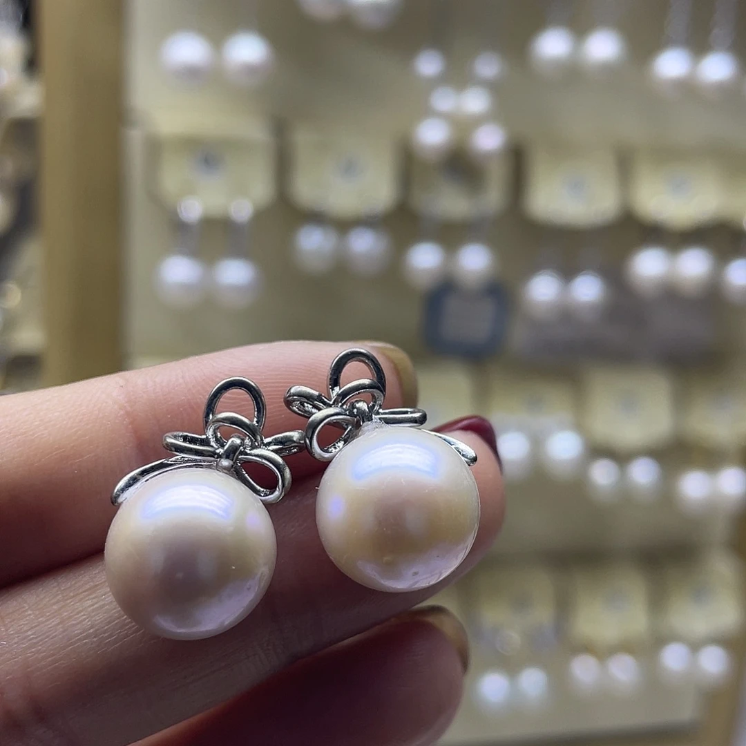 银S925镶嵌淡水珍珠耳饰