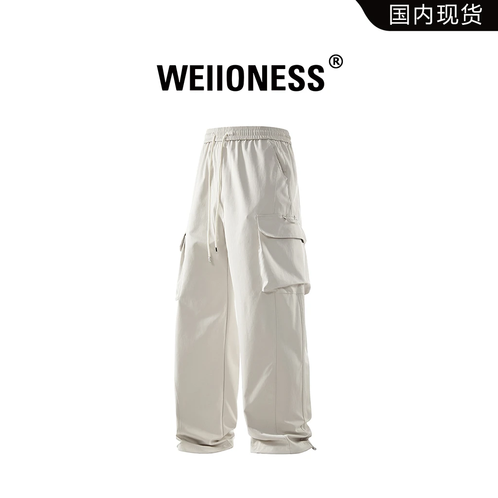 WEIIONESS工装裤男士秋季休闲裤美式复古工装裤高街直筒阔腿裤子