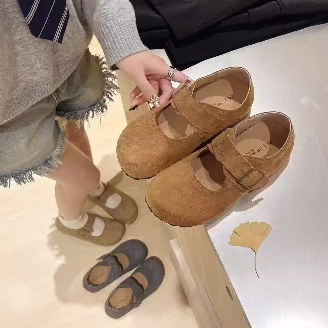 平底勃肯鞋女2025新款夏春一字带玛丽珍浅口单鞋博肯豆豆鞋5555