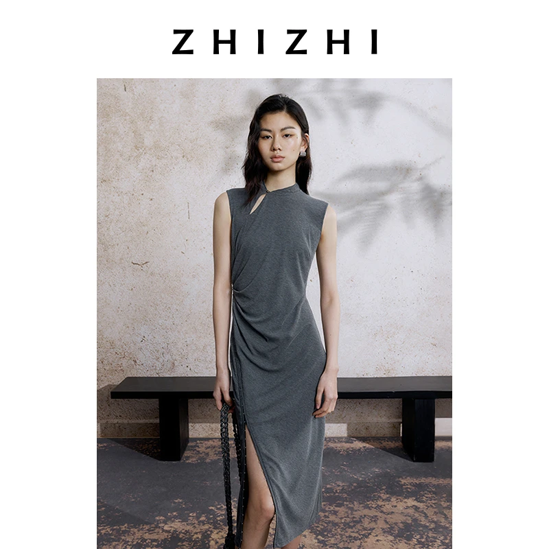 【橱窗】致知 柘枝引 无袖连衣裙女2025夏新款复古风ZZ2EMWLQ003