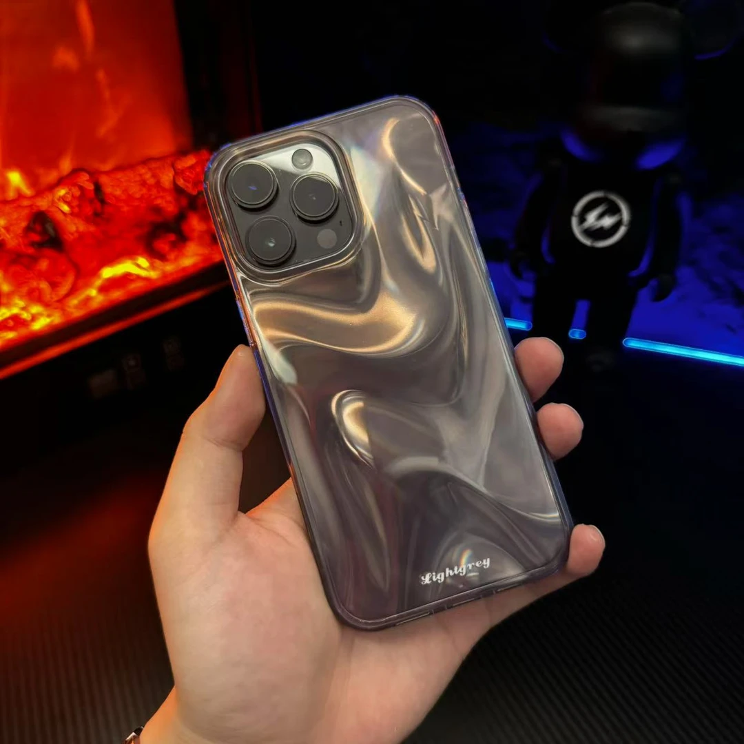 绸缎纹晕染炫彩极光适用iPhone16promax手机壳15情侣款14高级感17