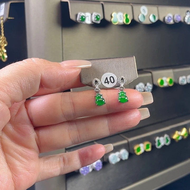 翡翠银S925镶嵌耳饰翡翠