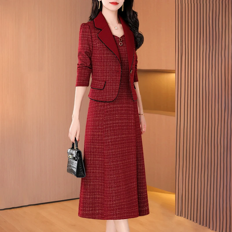 十月份喜婆婆婚宴装套装连衣裙女新款重要场合结婚婚礼阔太太两件