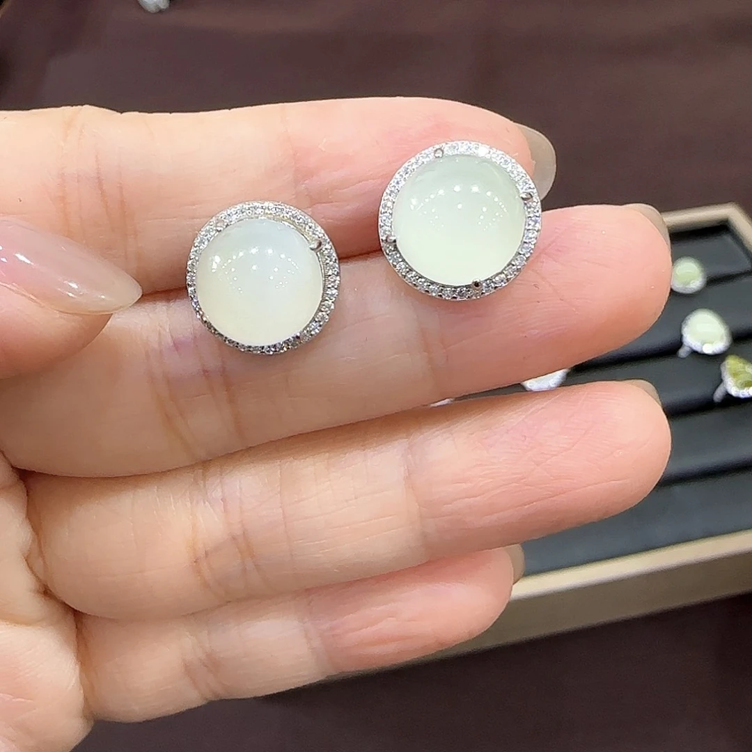 和田玉未镶嵌耳饰@**儿