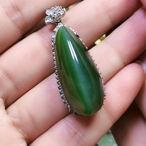 和田玉戒指银S925镶嵌