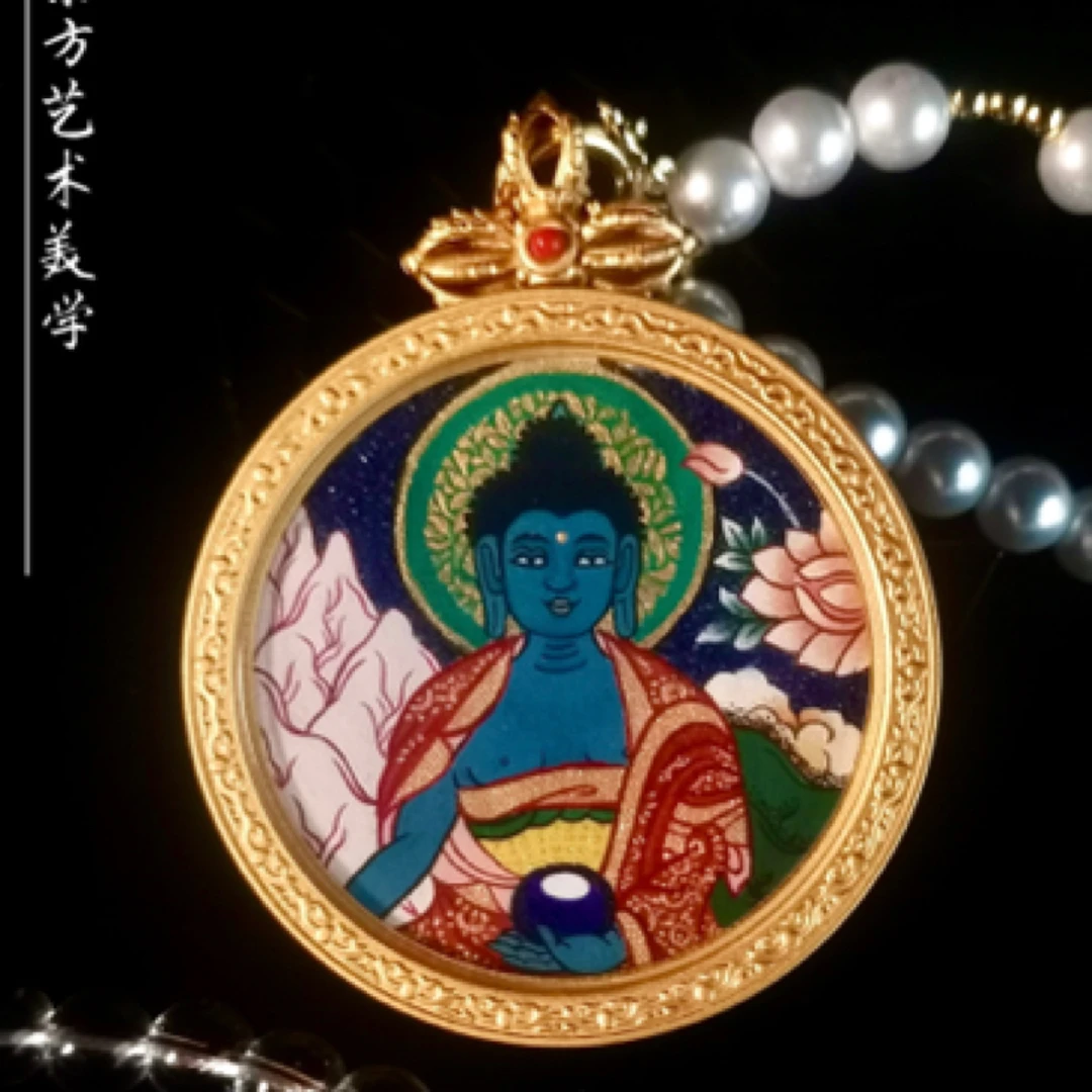 【药师纯手绘唐卡吊坠